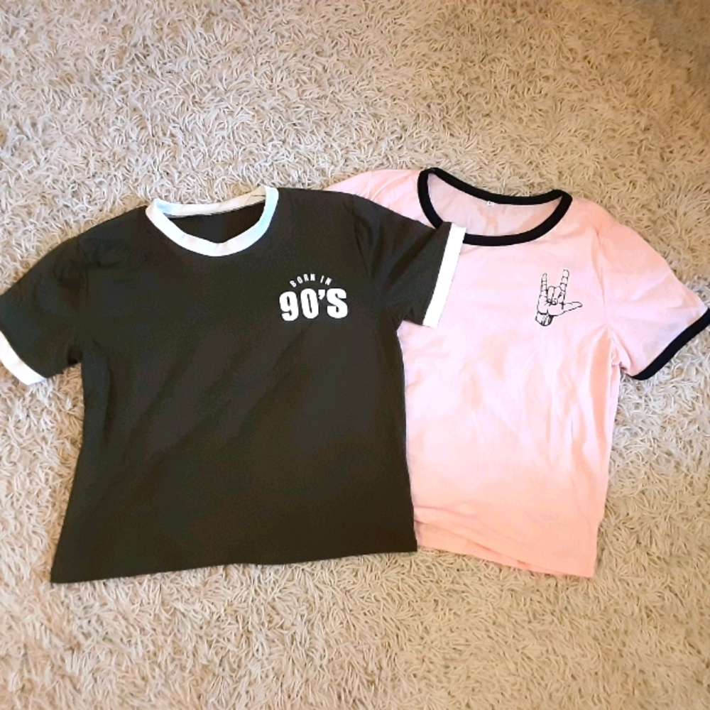 Cropped ringer tee shirts rock and born in 90s